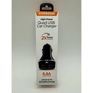 HyperGear Quad 4-Port USB 6.8A‎ Car Phone Charger Black NEW